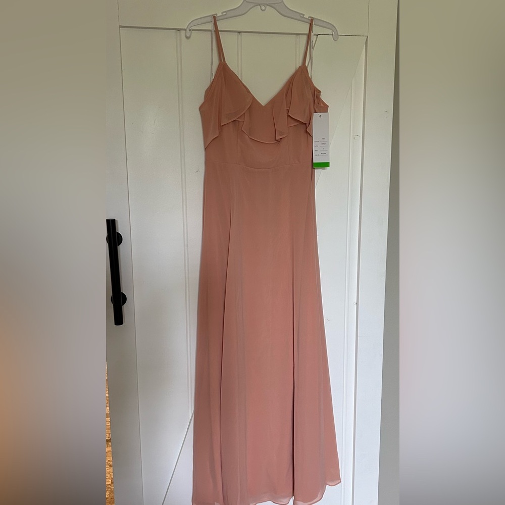 LEVKOFF Chiffon bridesmaid dress, size 12, color peach